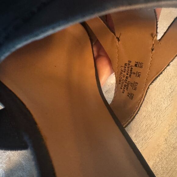 Franco Sarto black leather sandals cork heels sz 7 Paloma ankle strap shoes - Picture 7 of 7